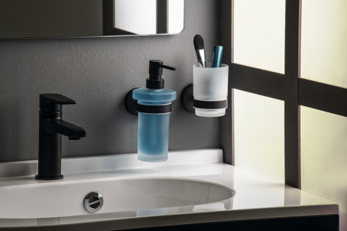 Sapho X-ROUND BLACK sklenka, mléčné sklo, černá mat XR903B