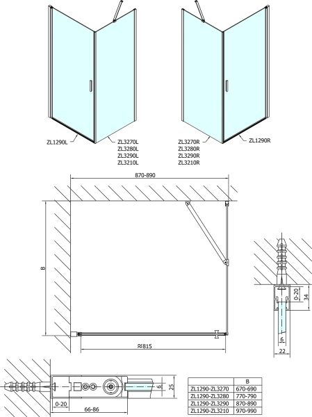 Polysan ZOOM čtvercový sprchový kout 900x900mm L/P varianta ZL1290ZL3290