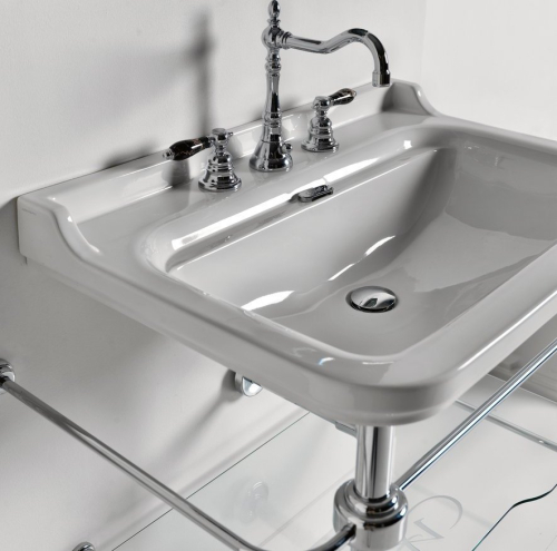 Kerasan WALDORF konstrukce pro umyvadlo 100cm se skleněnou poličkou, chrom 9196K1