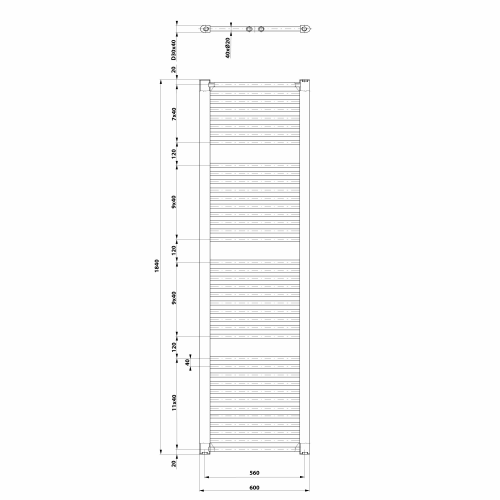 Aqualine DIRECT otopné těleso s bočním připojením 600x1850 mm, bílá ILR86T
