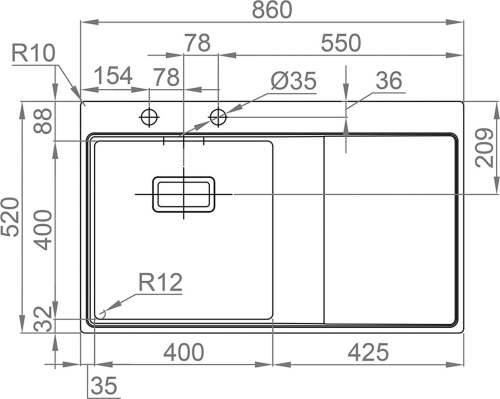 Nerezový dřez Sinks XERON 860 levý 1,2mm RDXEK8605202L