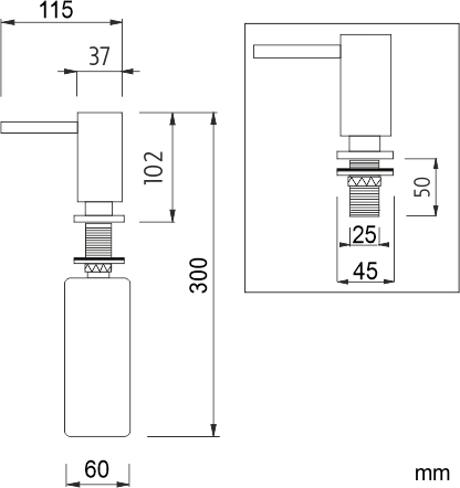 Nimco Ostatní doplňky Vestavěný dávkovač, masivní pumpa 37 mm UN 7031V-26
