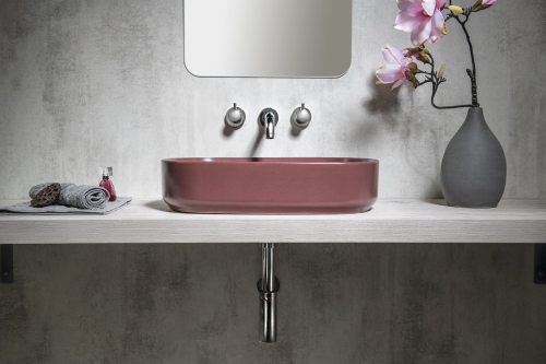 Isvea INFINITY OVAL keramické umyvadlo na desku, 55x36cm, maroon red 10NF65055-2R
