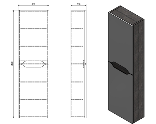 Sapho WAVE skříňka vysoká 40x140x20cm, levá/pravá, bílá/dub cuneo WA250-3025