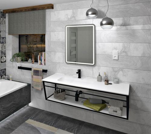 Sapho ARUBA umyvadlo, Rockstone, 180x51, 5cm, levé, bílá mat AR180-B1L