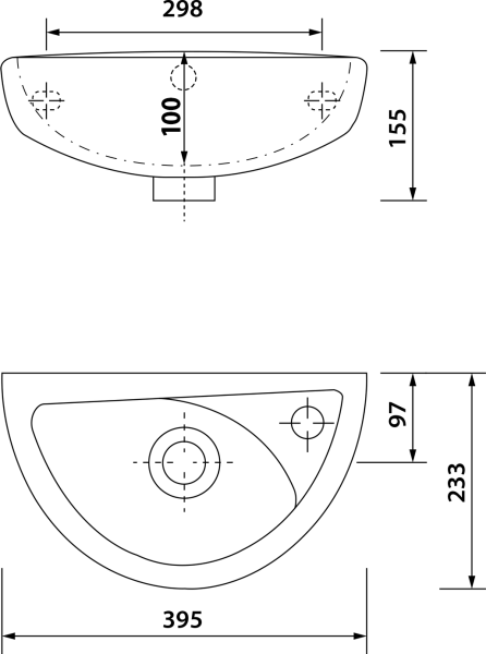 CREAVIT OVAL keramické umývátko 39x23cm, bílá TP040