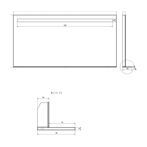 Sapho BRETO zrcadlo s LED osvětlením a policí 120x60, 8cm BT120