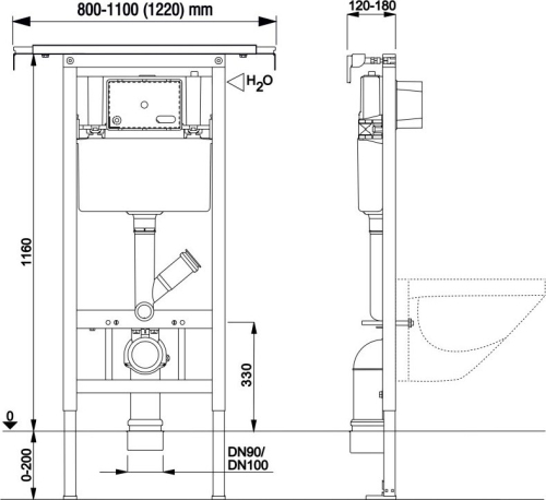 Mereo WC modul pro suchou instalaci, pro sádrokarton (instalace do jádra) MM03