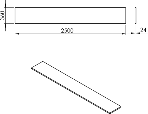 Sapho PLATO deska Rockstone 2500x24x360mm, bílá mat PL256-0101