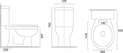 Mereo WC kombi, RIMLESS, spodní odpad s armaturou VSD98