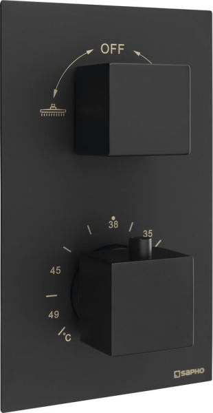 Sapho Podomítková sprchová termostatická baterie, box, 2 výstupy, černá mat 1102-62B