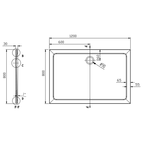 Aqualine TECMI sprchová vanička z litého mramoru, obdélník 120x80cm, bílá PQ12080