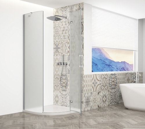 Gelco TRINITY CHROME čtvrtkruhový sprchový kout 900x900mm, matné sklo, pravé GT6590MR-CH