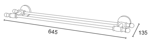 Sapho PERLA dvojitý držák ručníků 645mm, zlato PE0125