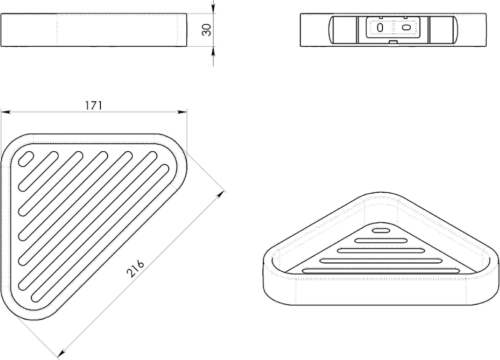 Gedy SMART rohová police do sprchy, 170x30x170mm, černá mat 328314