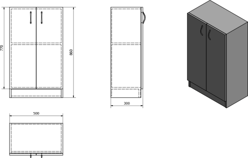 Aqualine SIMPLEX ECO nízká skříňka 50x86x30cm SIME540