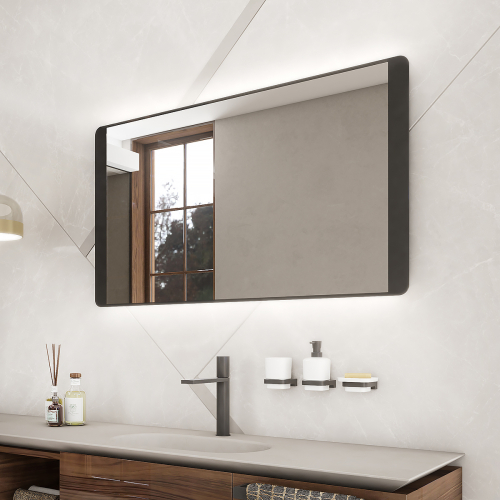 Nimco OBDELNÍKOVÁ - OBLÉ ROHY Černé LED zrcadlo 1200x650 ZPC 42006-90