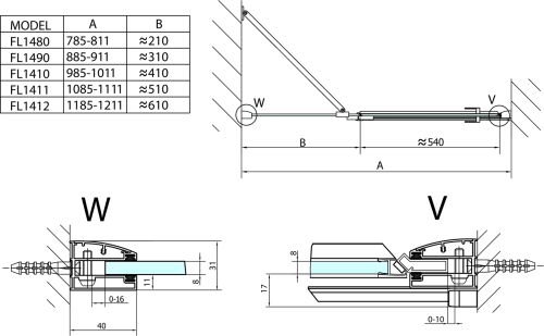 Polysan FORTIS sprchové dveře do niky 800mm, čiré sklo, levé FL1480L