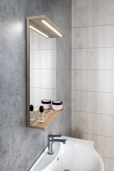 Aqualine KORIN STRIP zrcadlo s LED osvětlením 50x70x12cm, dub platin KO995S