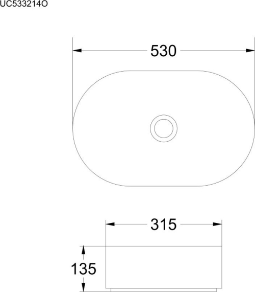 Mereo Umyvadlo na desku bez přepadu, 530x315x135 mm, oválné, keramické UC533214O