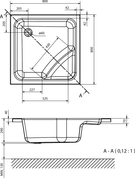 Polysan VISLA hluboká sprchová vanička, čtverec 80x80x29cm, bílá 50111