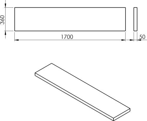 Sapho AVICE deska pod umyvadlo 170x36cm, tl.5cm, aquamarine AV1766