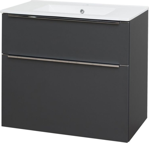 Mereo Mailo, koupelnová skříňka s keramickým umyvadlem 81 cm, antracit, chrom madlo CN531