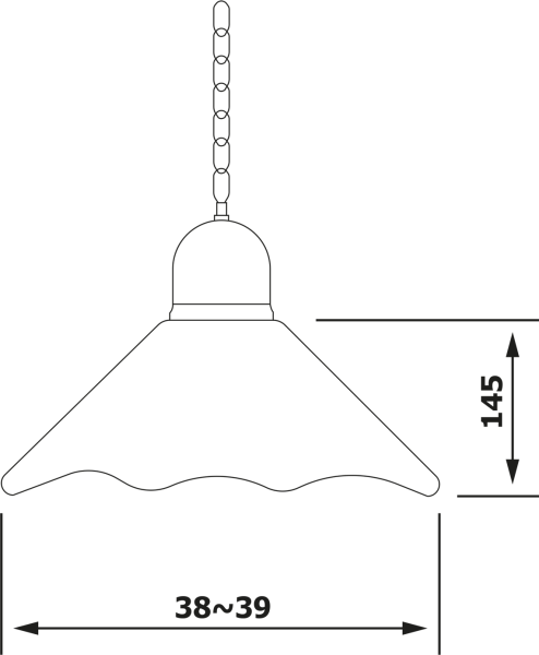 Sapho LAMPEDUSA závěsné svítidlo E27, 60W, 230V, keramické stínítko, mosazný řetěz MC011C