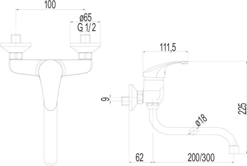 Mereo Dřezová nástěnná baterie , 100 mm, s ramínkem trubkovým ø 18 mm - 200 mm, chrom CB301A01N