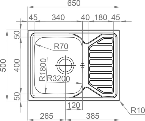 Nerezový dřez Sinks OKIOPLUS 650 V 0,7mm leštěný RDOPL6505007V