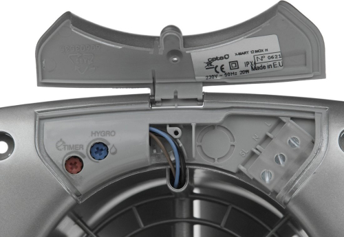 Cata X-MART 10H koupelnový ventilátor axiální s automatem, 15W, potrubí 100mm, nerez mat 01044000