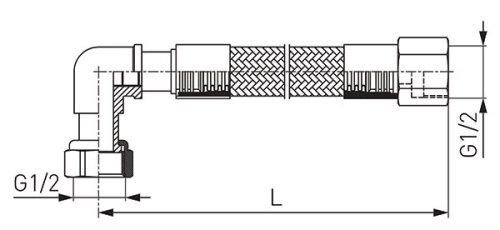 Novaservis Plynová připojovací hadice s kolínkem 1/2" MM-1m WGK1000