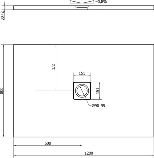 Polysan FLEXIA vanička z litého mramoru s možností úpravy rozměru, 120x80cm, bílá mat 77922MAT