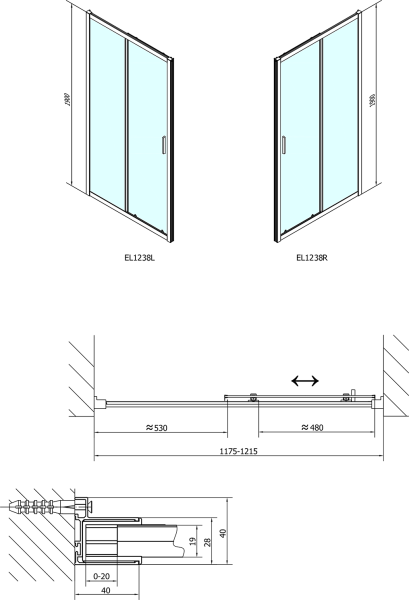 Polysan EASY sprchové dveře 1200mm, sklo Brick EL1238