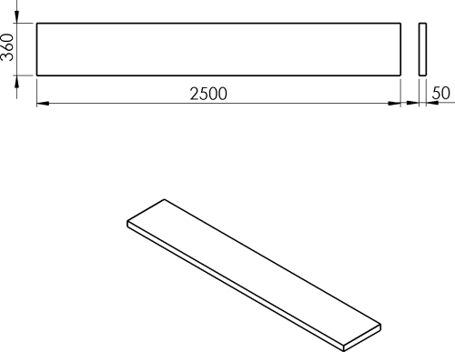 Sapho AVICE deska pod umyvadlo 250x36cm, tl.5cm, dub starobílý AV2565