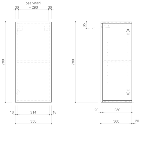 Sapho ESPACE skříňka 35x78x32cm, 1x dvířka, levá/pravá, bílá mat ESC630-3131