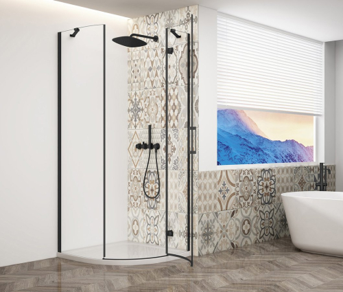 Gelco TRINITY BLACK čtvrtkruhový sprchový kout 900x900mm, čiré sklo, pravé GT6590CR-B