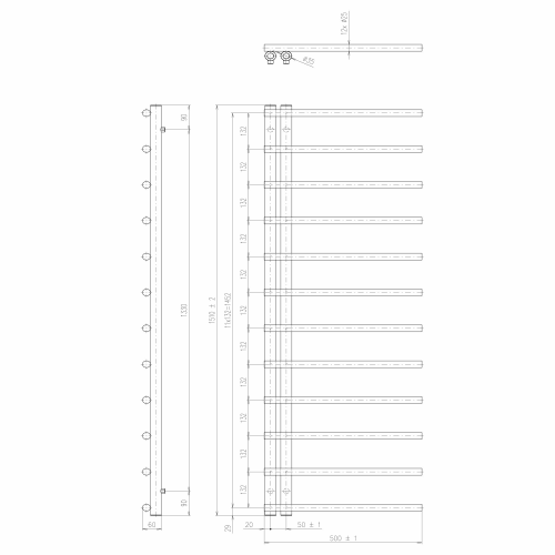 Sapho JUSTINA otopné těleso 500x1510 mm, černá mat IR151B