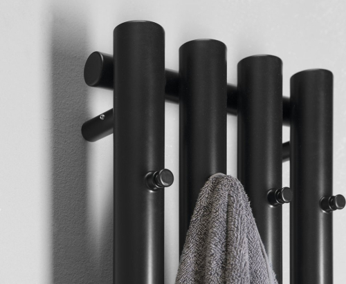 Sapho PILON otopné těleso 270x1800mm, se čtyřmi háčky pro ručník, černá mat IZ122T