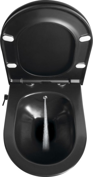 Sapho AVVA CLEANWASH závěsná WC mísa, integrovaná baterie a bidet. sprška, Rimless, 35, 5x53cm, černá mat 100315-110