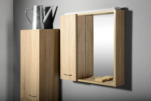 Aqualine ZOJA/KERAMIA FRESH galerka s LED osvětlením, 60x60x14cm, levá, dub platin 45027