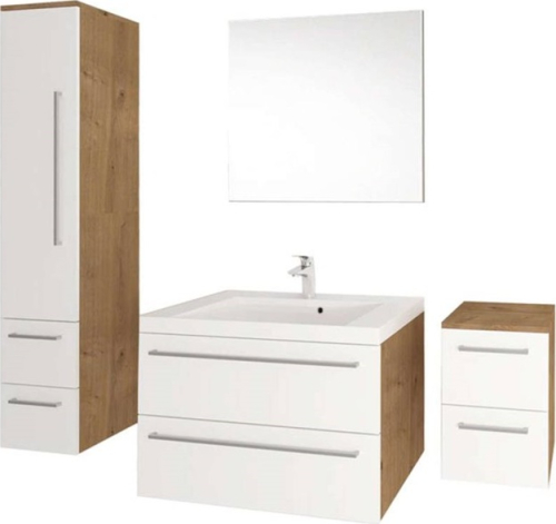 Mereo Bino, koupelnová skříňka s keramickým umyvadlem 101 cm, bílá/dub CN672
