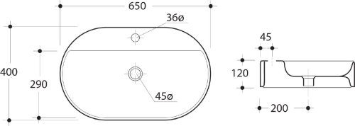 Kerasan RING keramické umyvadlo na desku 65x40cm, bílá 028501