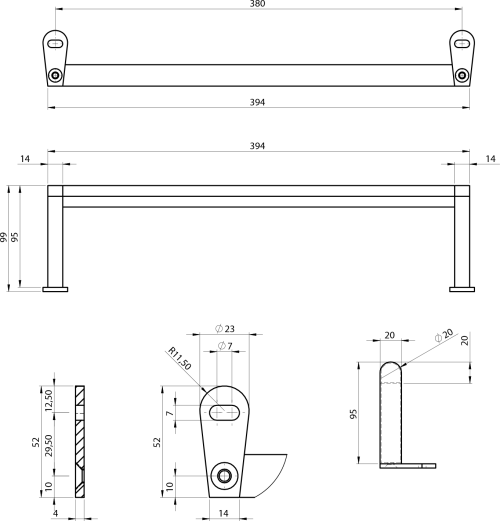 GSI KUBE X držák ručníků 45cm, pro umyvadlo 9485, chrom PAKUBEX45