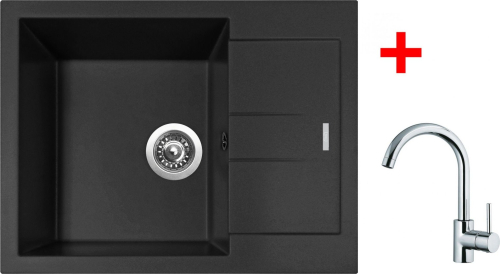 Granitový dřez Sinks AMANDA 650 NANO Nanoblack+MIX 35 AM650N6MI35CL