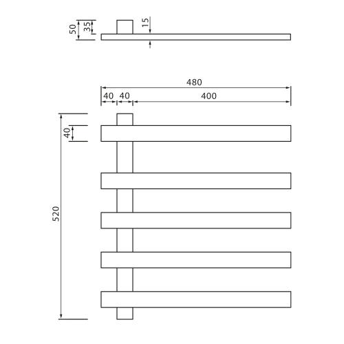 Sapho ELCOR elektrický sušák ručníků 480x520x50 mm, 63 W, bílá mat EB520