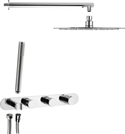 Sapho Podomítkový sprchový set s termostatickou baterií a držákem ruční sprchy, 2 výstupy, kulatá, chrom MB623-01