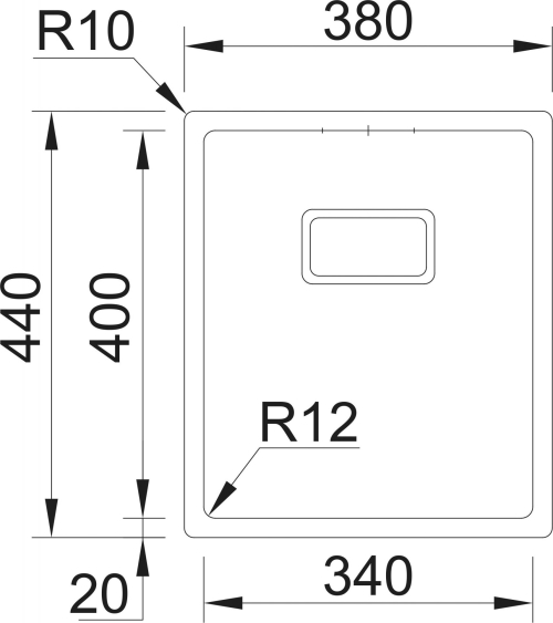 Nerezový dřez Sinks BOX 380 FI 1,0mm RDBOK3804401FI
