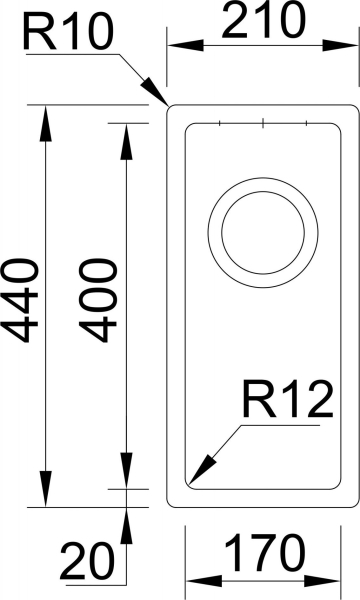 Nerezový dřez Sinks BOX 210 RO 1,0mm RDBOK2104401RO