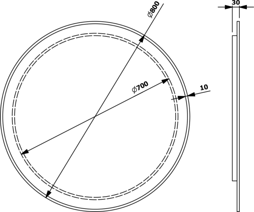 Sapho SHARON kulaté zrcadlo s LED podsvícením a s policí ø 80cm, černá mat (E28904CI-01) 31255CI-01
